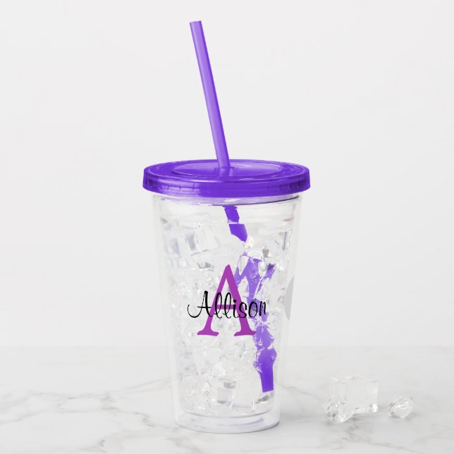 Personalised Name Monogram Acrylic Tumbler (Front Ice)