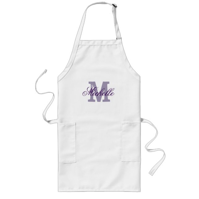 Personalised name monogram apron | Lavender purple (Front)