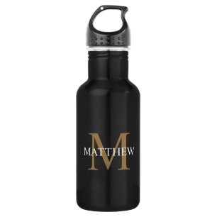 Personalised Name Monogram Black 532 Ml Water Bottle