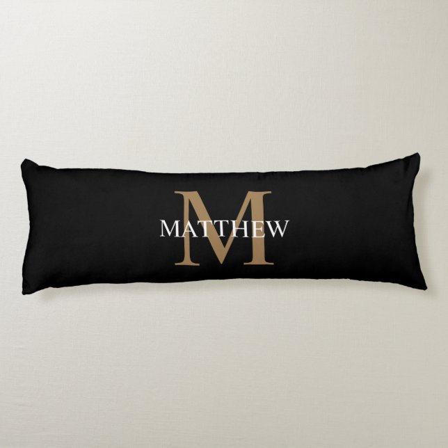 Personalised Name Monogram Black Body Cushion (Back)