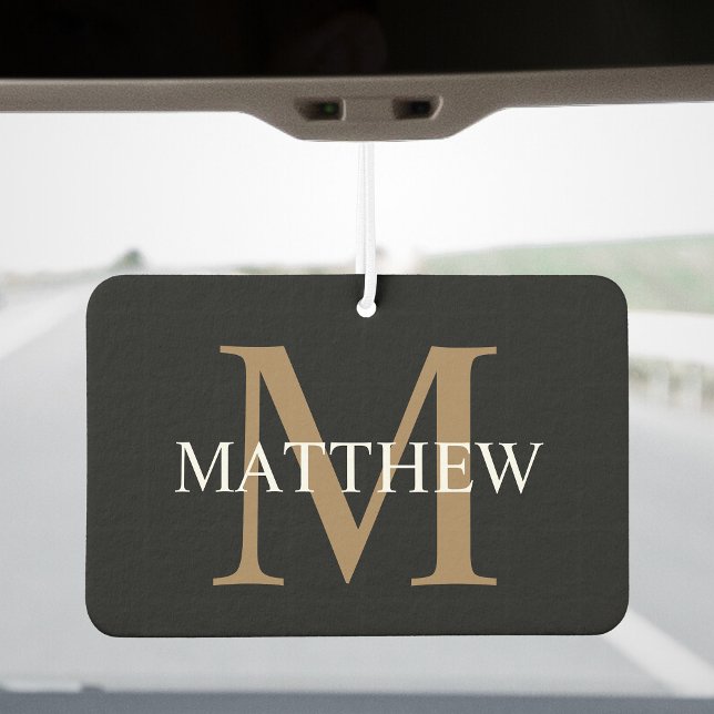 Personalised Name Monogram Black Car Air Freshener (Creator Uploaded)