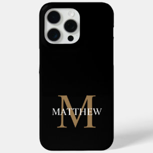 Personalised Name Monogram Black iPhone 15 Pro Max Case