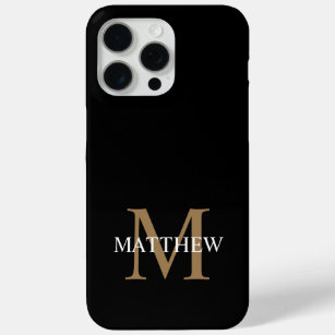 Personalised Name Monogram Black iPhone 15 Pro Max Case