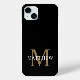 Personalised Name Monogram Black iPhone 15 Mini Case