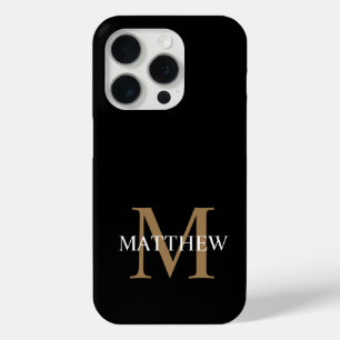 Personalised Name Monogram Black iPhone 15 Pro Case