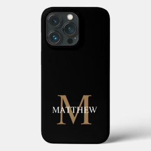 Personalised Name Monogram Black iPhone 13 Pro Case