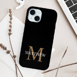 Personalised Name Monogram Black iPhone 15 Case<br><div class="desc">Create your own personalised black round phone case with your custom name and monogram.</div>