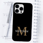 Personalised Name Monogram Black Case-Mate iPhone 14 Pro Max Case<br><div class="desc">Create your own personalised black round phone case with your custom name and monogram.</div>