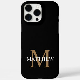 Personalised Name Monogram Black iPhone 16 Pro Max Case