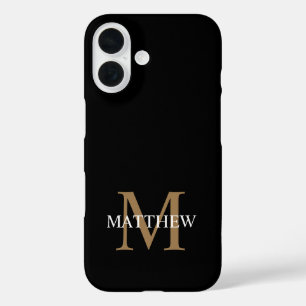 Personalised Name Monogram Black iPhone 16 Case