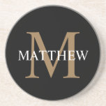 Personalised Name Monogram Black Coaster<br><div class="desc">Create your own personalised black round coaster with your custom name and monogram.</div>