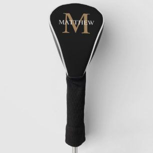 Personalised Name Monogram Black Golf Head Cover