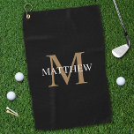 Personalised Name Monogram Black Golf Towel<br><div class="desc">Create your own personalised black round golf towel with your custom name and monogram.</div>