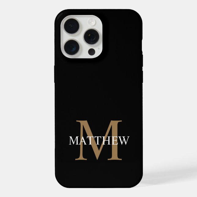 Personalised Name Monogram Black iPhone Case (Back)
