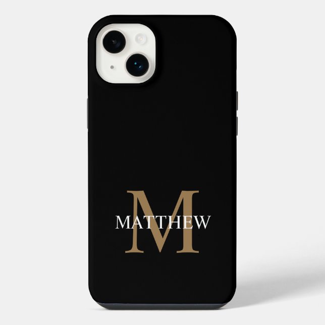 Personalised Name Monogram Black iPhone Case (Back)