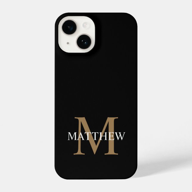Personalised Name Monogram Black iPhone Case (Back)