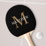 Personalised Name Monogram Black Ping Pong Paddle<br><div class="desc">Create your own personalised black round ping pong paddle with your custom name and monogram.</div>