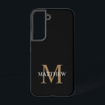 Personalised Name Monogram Black Samsung Galaxy Case<br><div class="desc">Create your own personalised black round phone case with your custom name and monogram.</div>