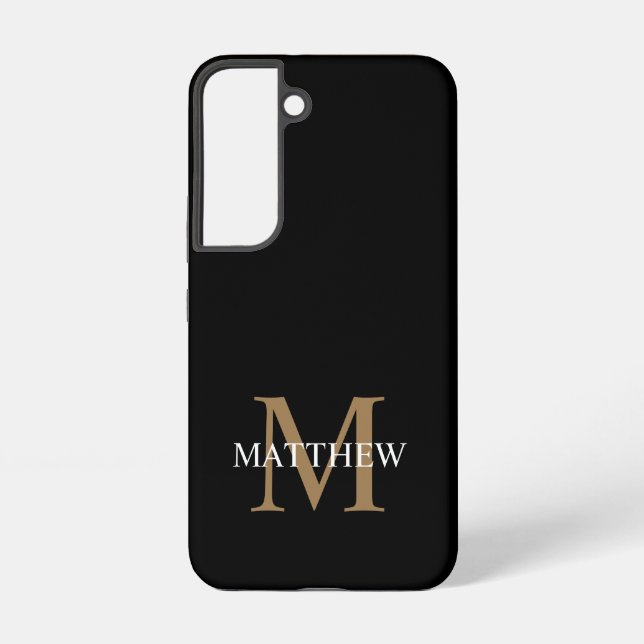 Personalised Name Monogram Black Samsung Galaxy S22 Case (Back)