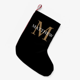 Personalised Name Monogram Black Small Christmas Stocking