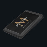 Personalised Name Monogram Black Trifold Wallet<br><div class="desc">Create your own personalised black round trifold wallet with your custom name and monogram.</div>