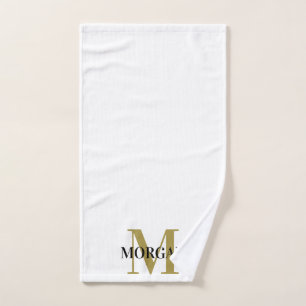 Personalised Name Monogram Black White Hand Towel