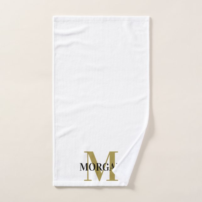 Personalised Name Monogram Black White  Hand Towel (Hand Towel)
