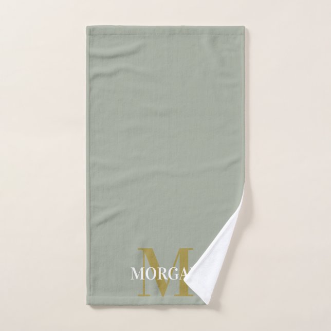 Personalised Name Monogram Desert sage  Hand Towel (Hand Towel)