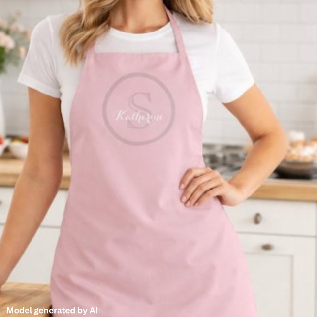 Personalised Name Monogram Dusty Rose Apron (Creator Uploaded)