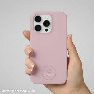 Personalised Name Monogram Dusty Rose iPhone 15 Pro Case