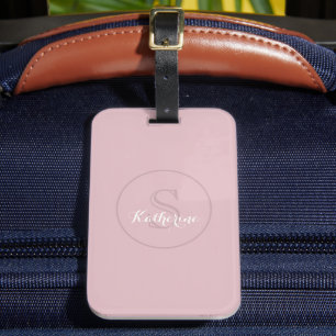 Personalised Name Monogram Dusty Rose Luggage Tag