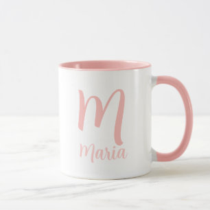 Personalised Name Monogram Elegant Pink Typography Mug