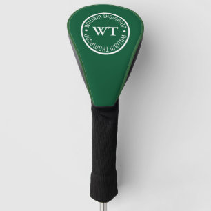 Personalised Name Monogram Emerald Green Golf Head Cover