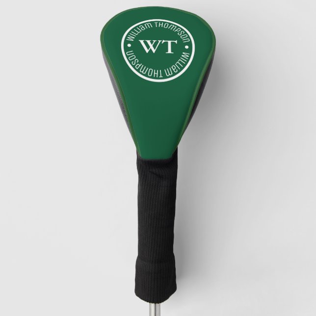 Personalised Name Monogram Emerald Green Golf Head Cover (Front)