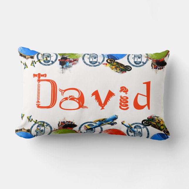 Personalised Name Monogram for David/Boys Lumbar Lumbar Cushion (Front)