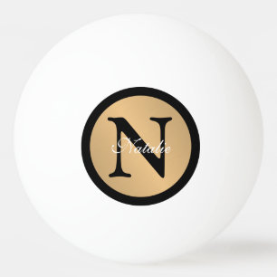 Personalised Name Monogram Gold Metallic Button Ping Pong Ball