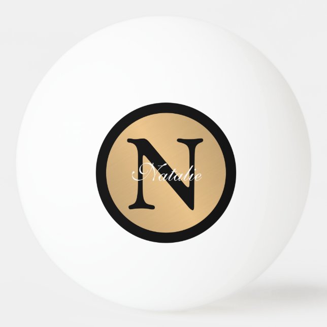 Personalised Name Monogram Gold Metallic Button  Ping Pong Ball (Front)