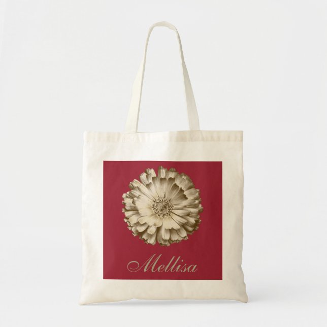 Personalised Name Monogram Golden Sunflower Tote Bag (Front)