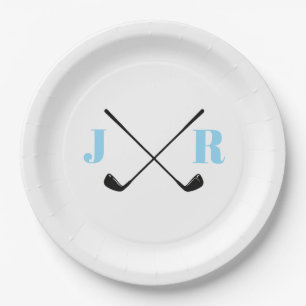 Personalised Name Monogram Golf Club Paper Plate