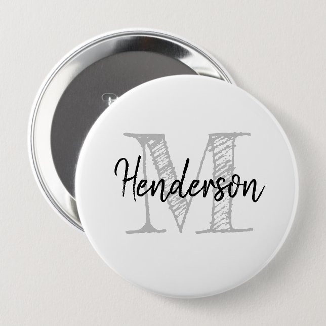 Personalised name monogram huge size round button (Front & Back)