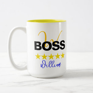 Personalised Name & Monogram Initial   Custom Boss Two-Tone Coffee Mug