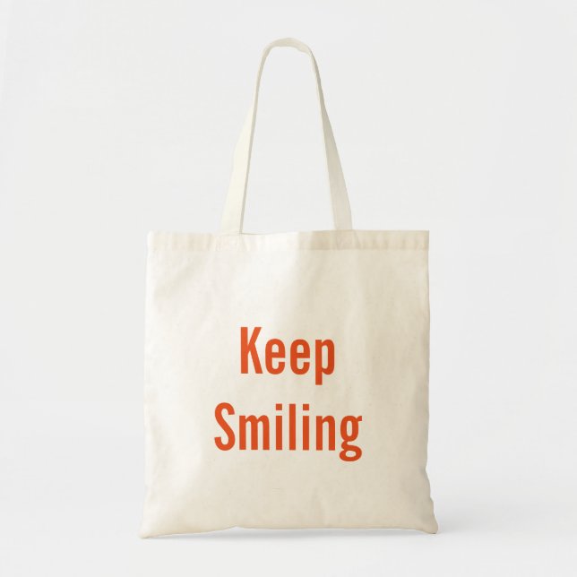 Personalised name monogram "Keep Smiling" Tote Bag (Front)