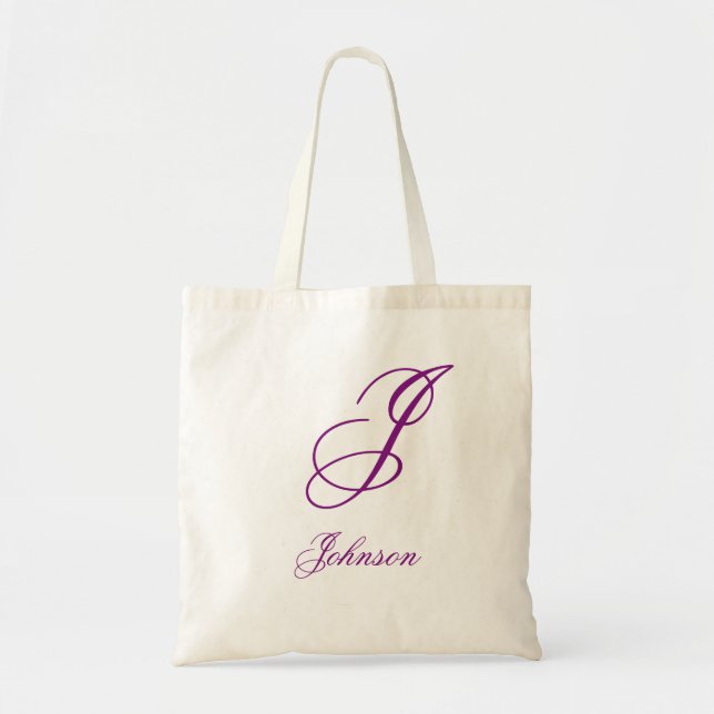 Personalised name monogram lavender purple tote bag (Front)