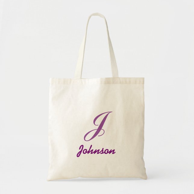 Personalised name monogram lavender purple tote bag (Front)
