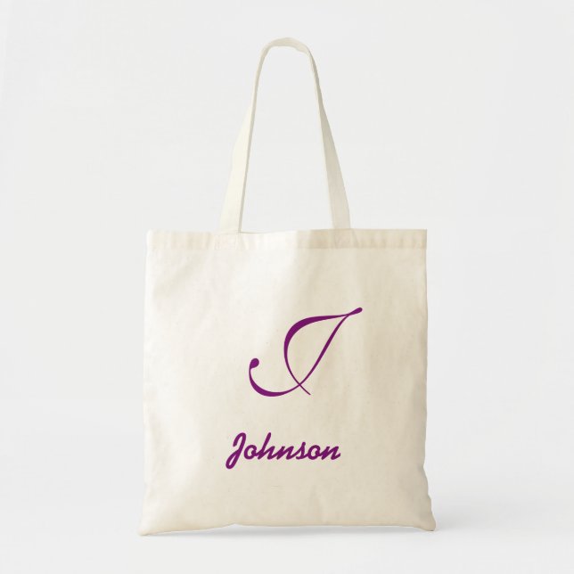Personalised name monogram lavender purple tote bag (Front)