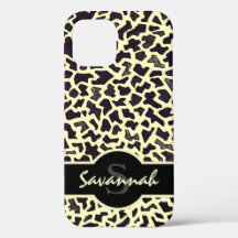 Personalised Name Monogram Leopard iPhone 12 Case