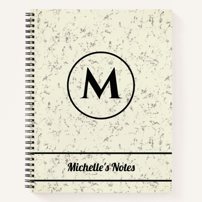 Personalised Name Monogram Marble Spiral Notebook (Front)