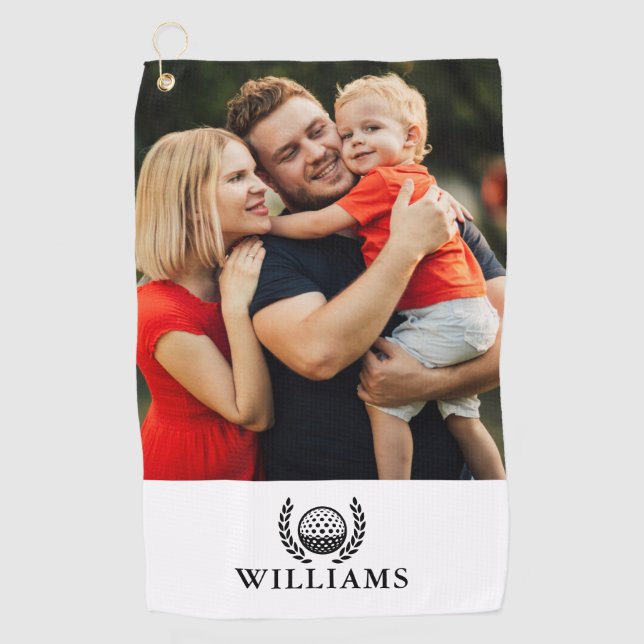 Personalised Name Monogram Photo Golf Towel (Front)