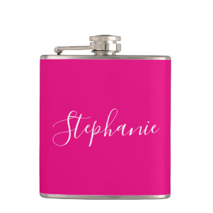 Personalised Name Monogram Pink Bachelorette Hip Flask