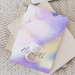 Personalised Name Monogram Purple Watercolor Luxe iPad Mini Cover<br><div class="desc">Easily personalise this glamourous style abstract lilac watercolor paint and faux gold spray background with your custom details.</div>